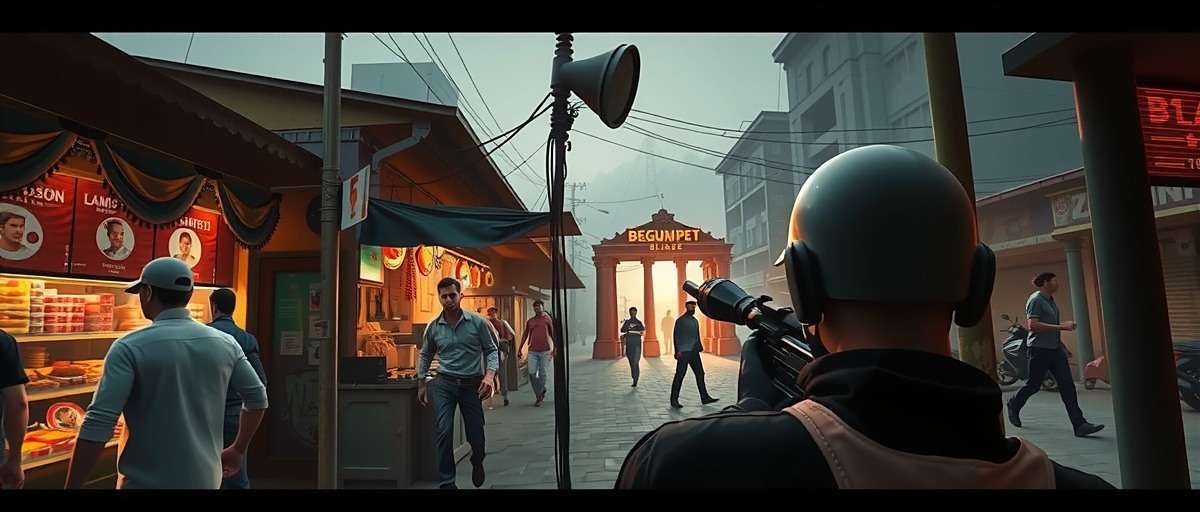 Begumpet Blaze Stealth Mission Begumpet Blaze gameplay showing stealth mission in crowded Indian market